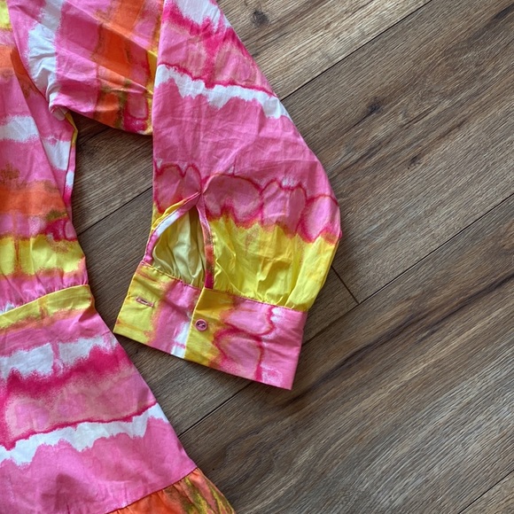 Scoop multicolored mini dress with pockets - Picture 4 of 8